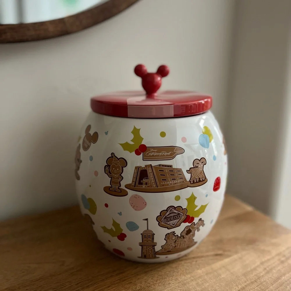 Disney Parks 2024 Christmas Holiday Mickey Resort Gingerbread Display Cookie Jar